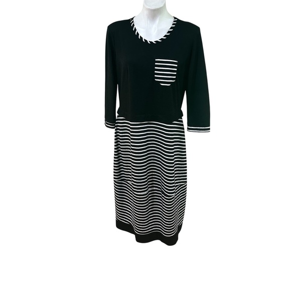 Black and White Striped Women's Dress - Picture 1 of 12